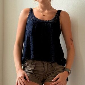 Abercrombie & Fitch Black/Navy Cropped Camisole